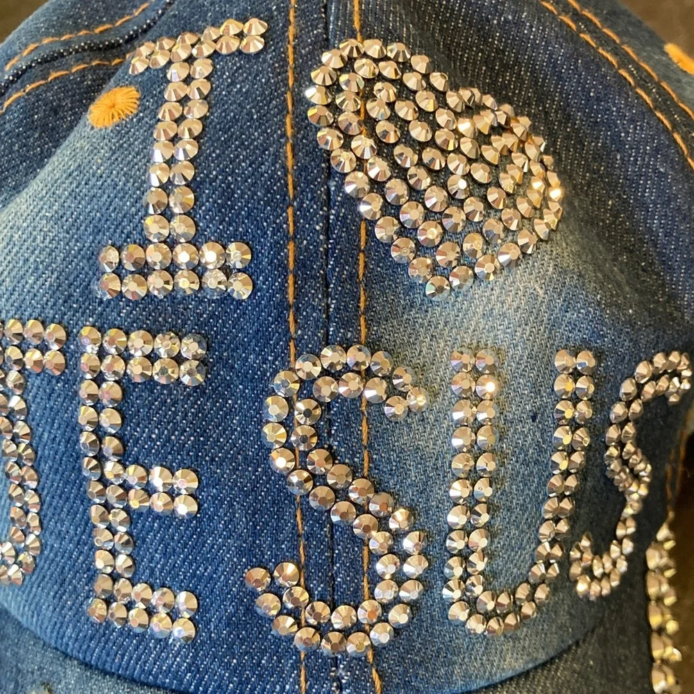 Women’s Madd Hatter rhinestone jean I Love Jesus ball cap - NWT - Picture 6 of 6